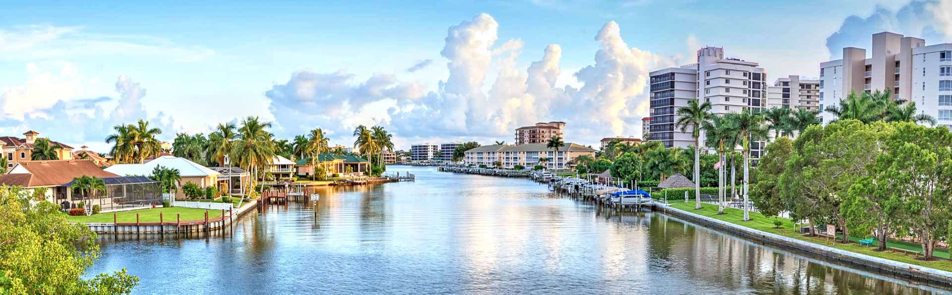Florida waterway lined with homes and condos