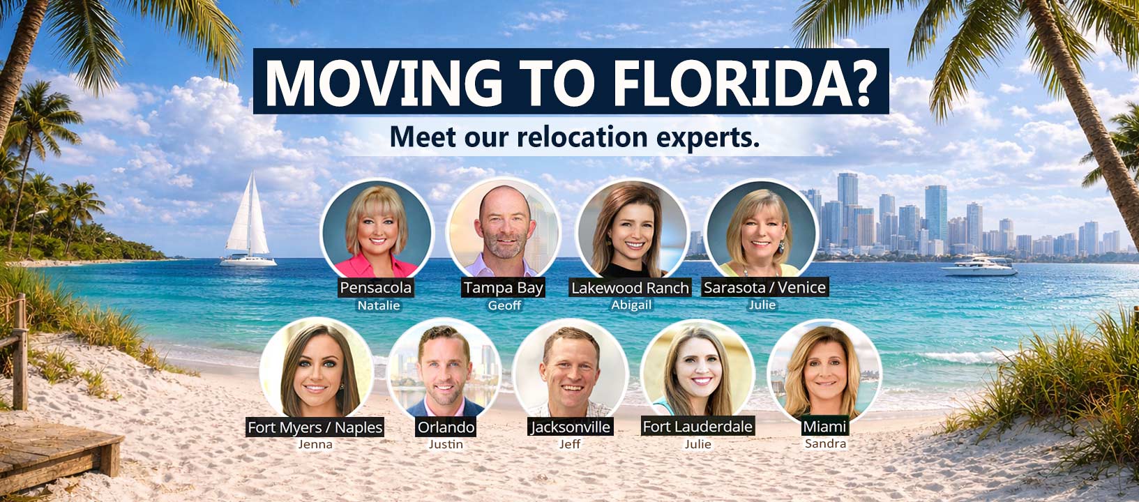 Click to view the names and pictures of our Florida relocation experts and the markets they serve.